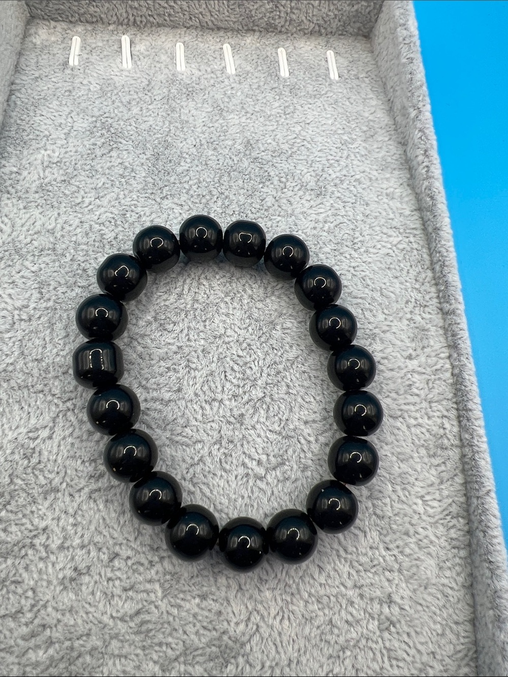 Black Beaded Stretch Bracelet - Sleek Minimal Design